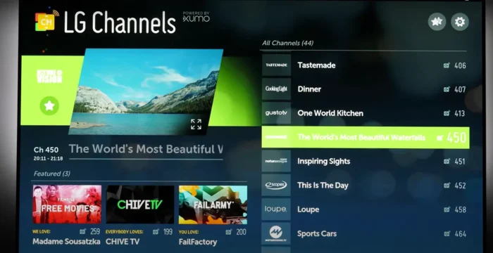 lg tv channels list
