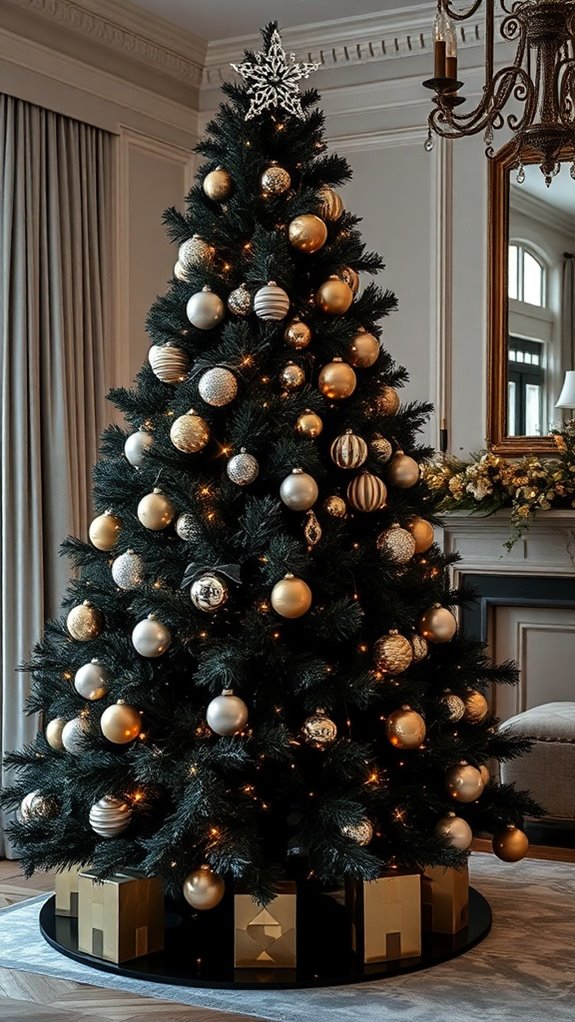 black christmas tree decor