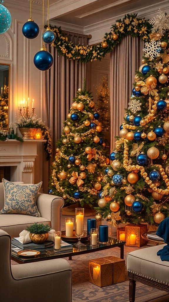 blue and gold decor