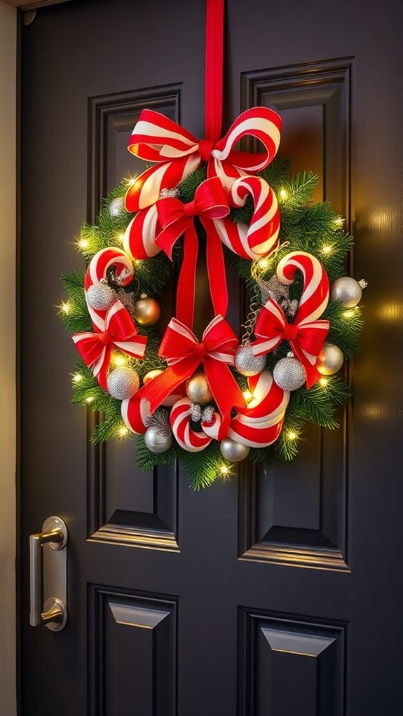 candy cane wreath decoration