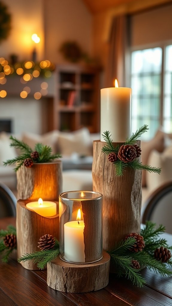 charming wooden candle holders