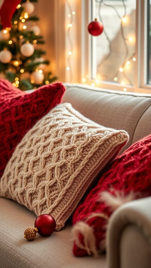 cozy knit pillow decor