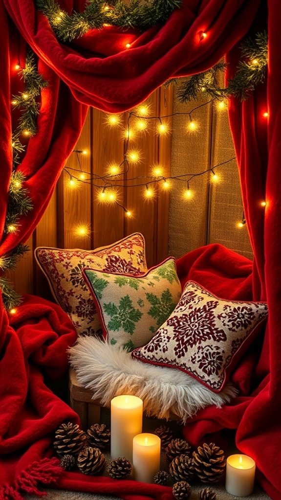 cozy nook with festive textiles