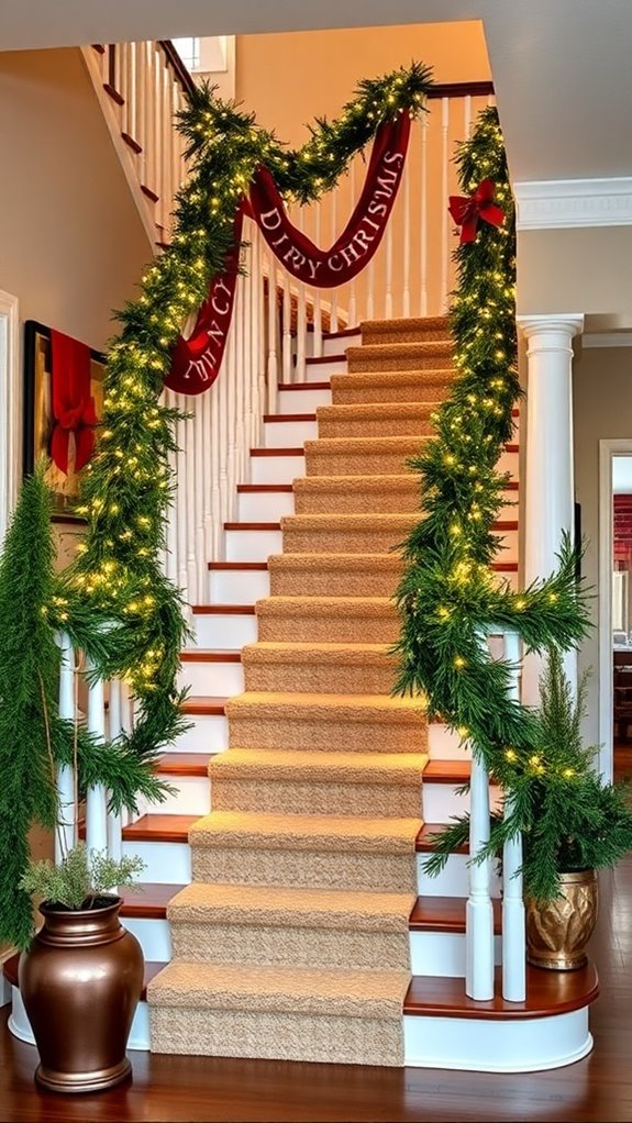 diy festive staircase banner