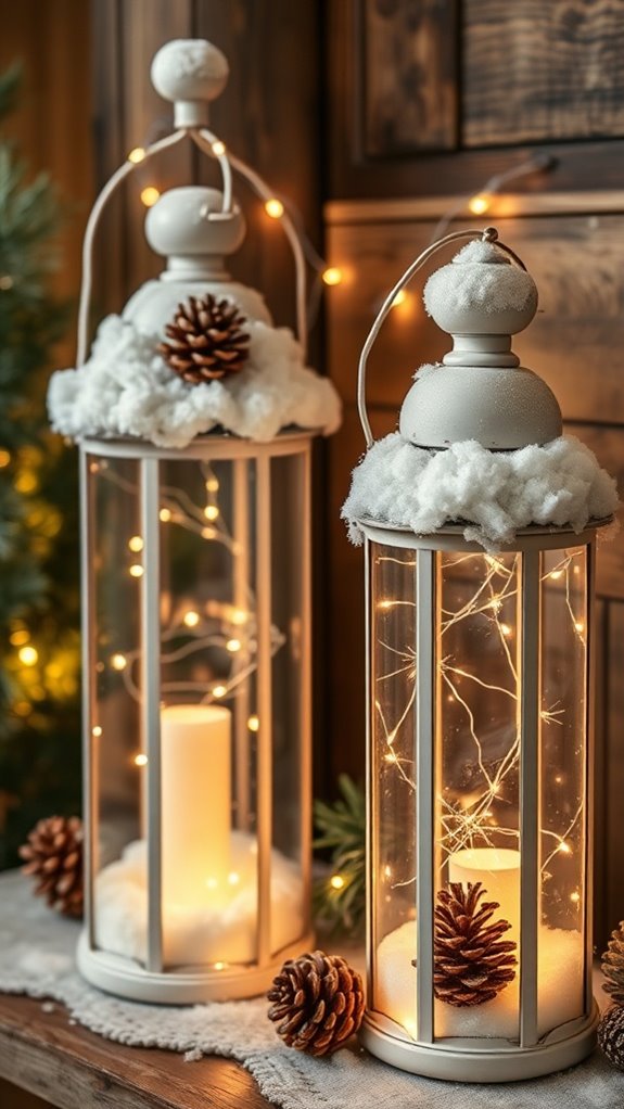 diy snowy lantern creation
