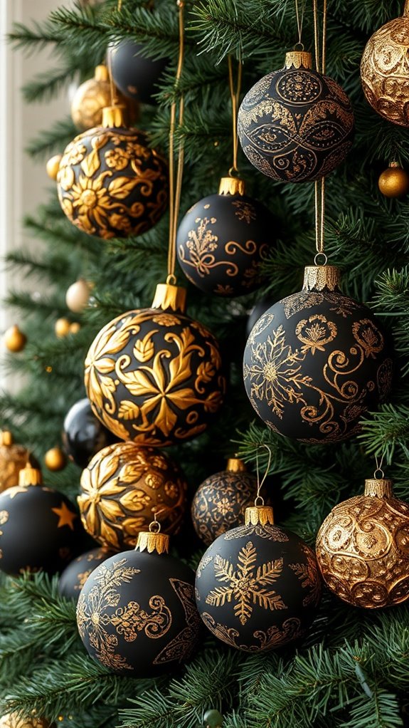 elegant black gold ornaments