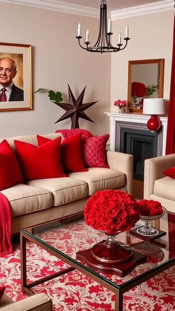 festive bold red accents