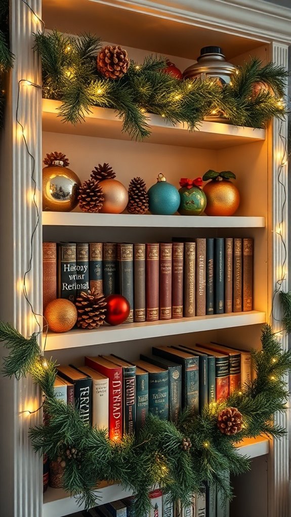 festive bookshelf decoration ideas