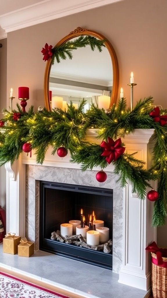 festive fireplace mantel decorations