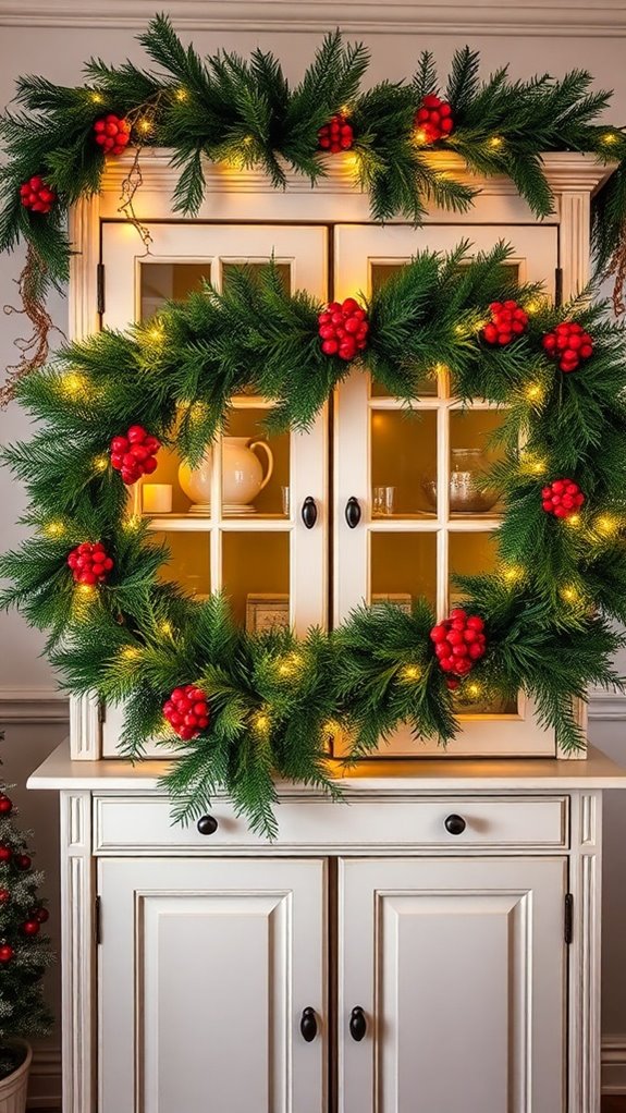 festive garlands for cabinets