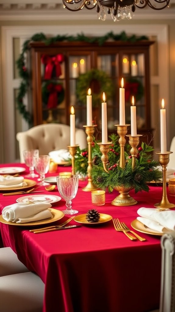 festive red holiday table settings
