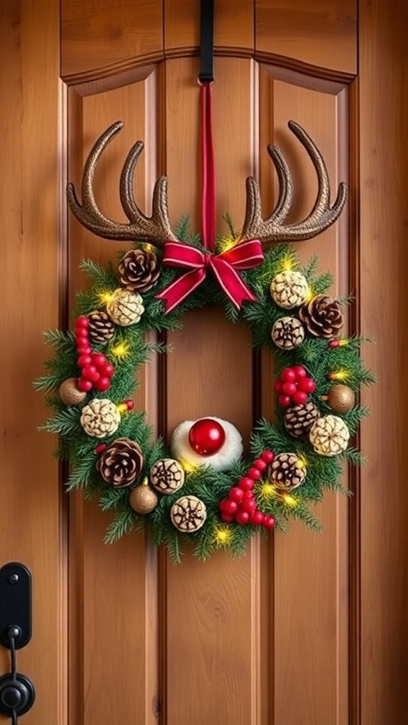 festive reindeer wreath creation