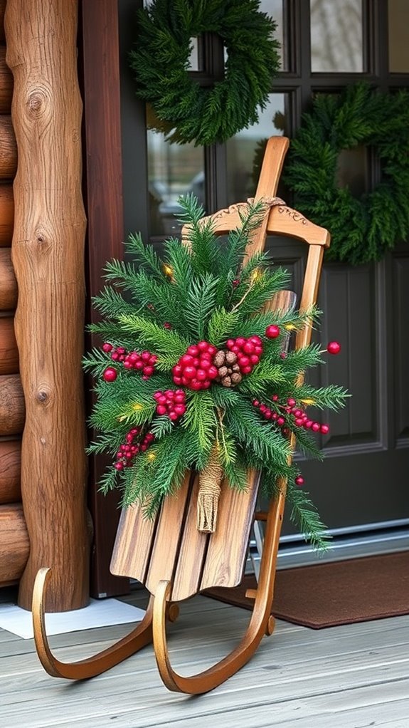 festive sled holiday sign
