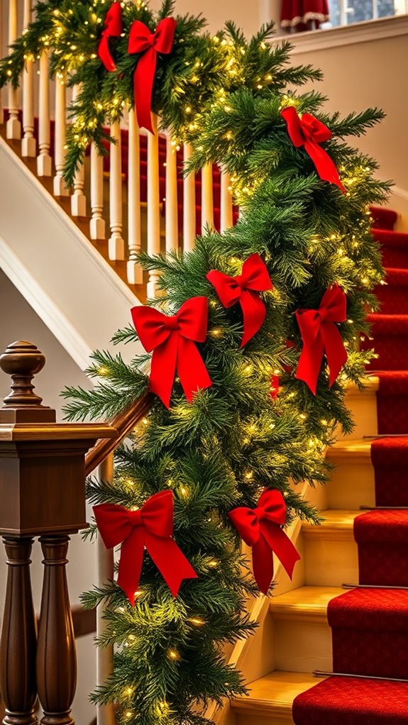 festive staircase railing decorations