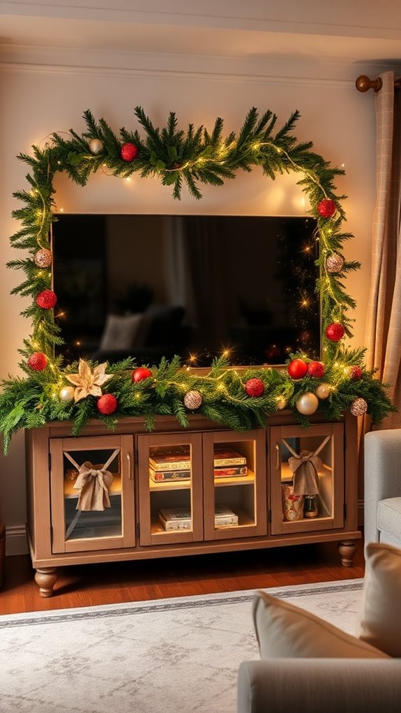 festive tv stand decorations