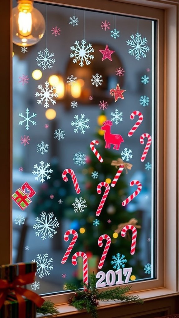 festive window cling decorations