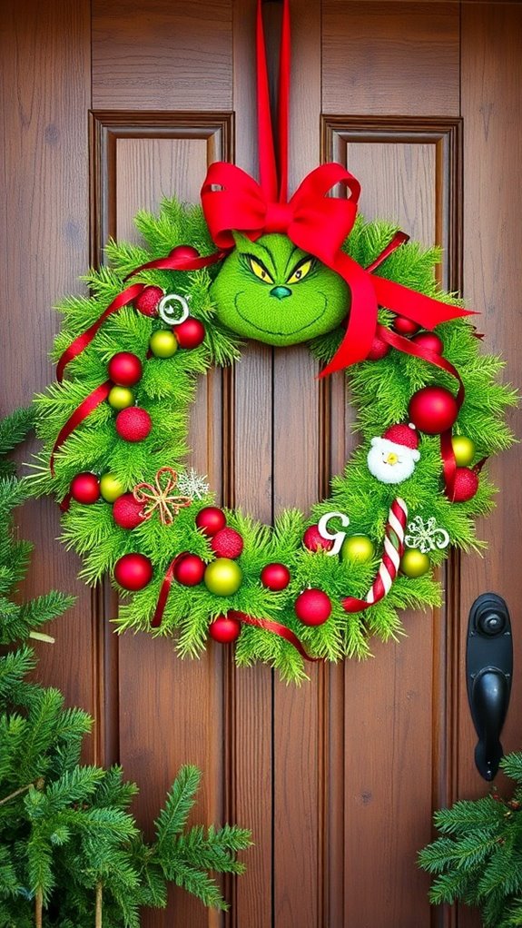 grinchy wreath holiday decor