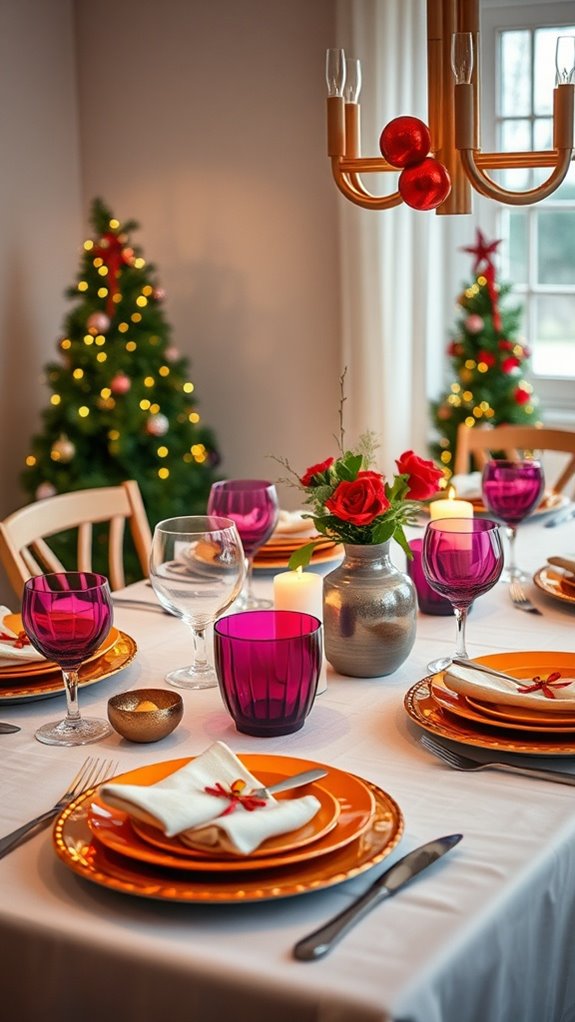 layered festive dining decor