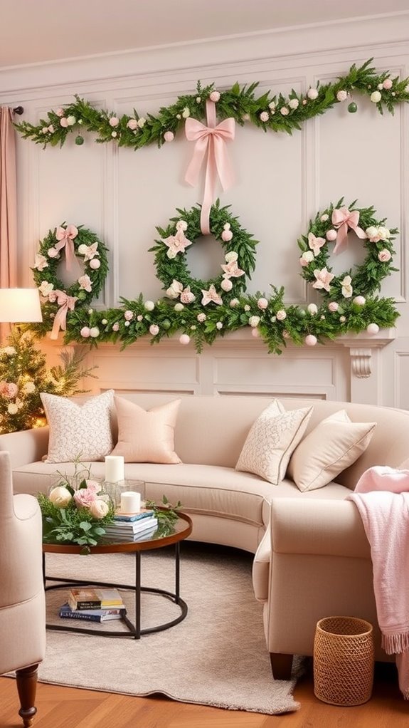 pastel wreaths and garlands