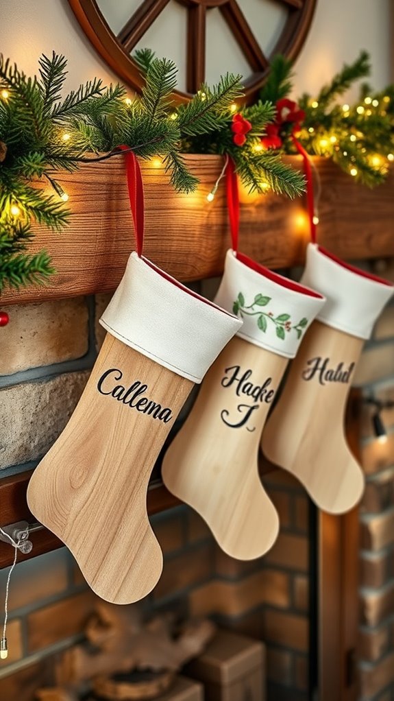 personalized wooden holiday stockings