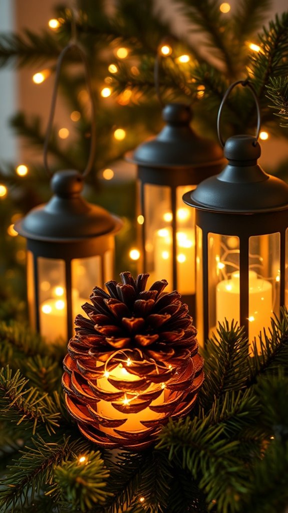 pinecone lanterns for decorating