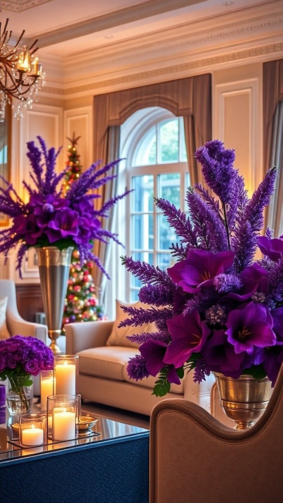 purple floral holiday decor