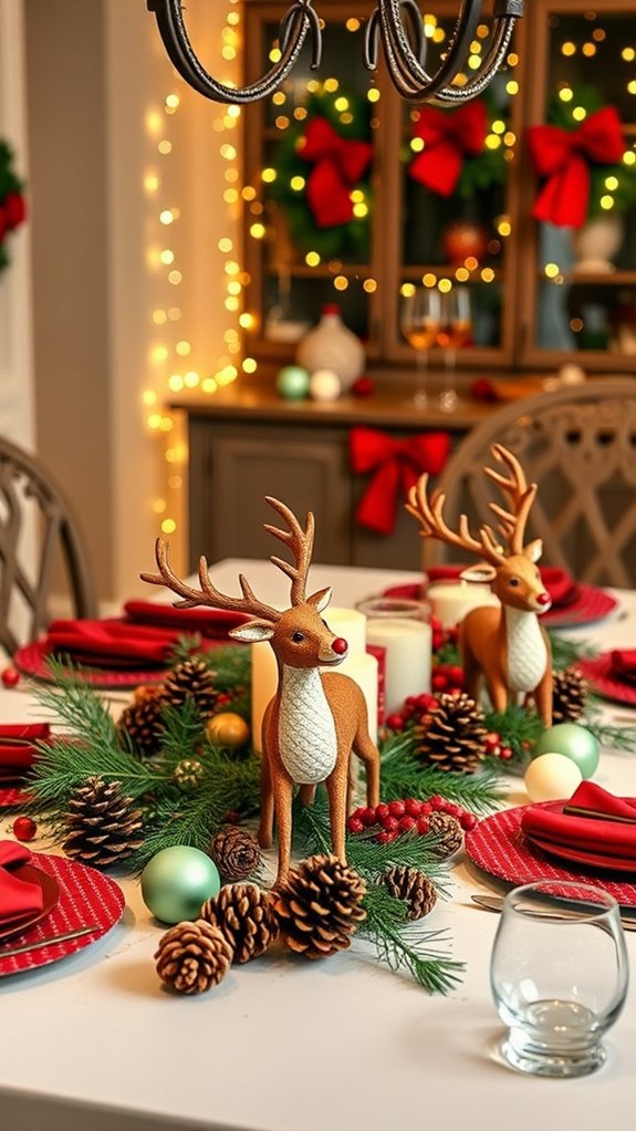 reindeer themed festive table centerpiece
