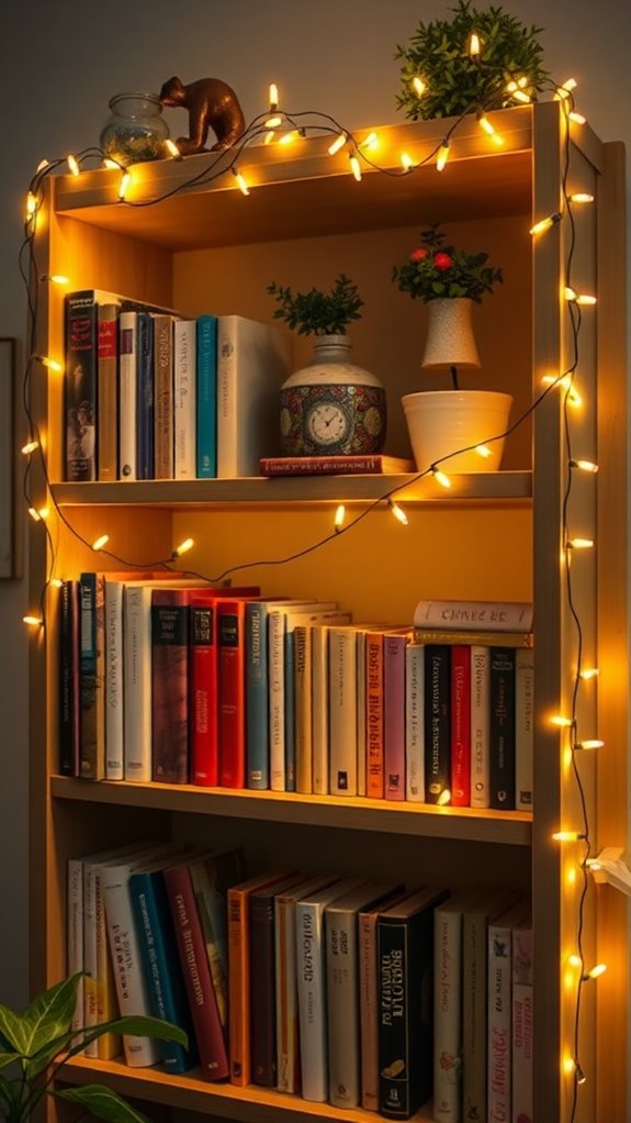 soft lighting for bookshelves