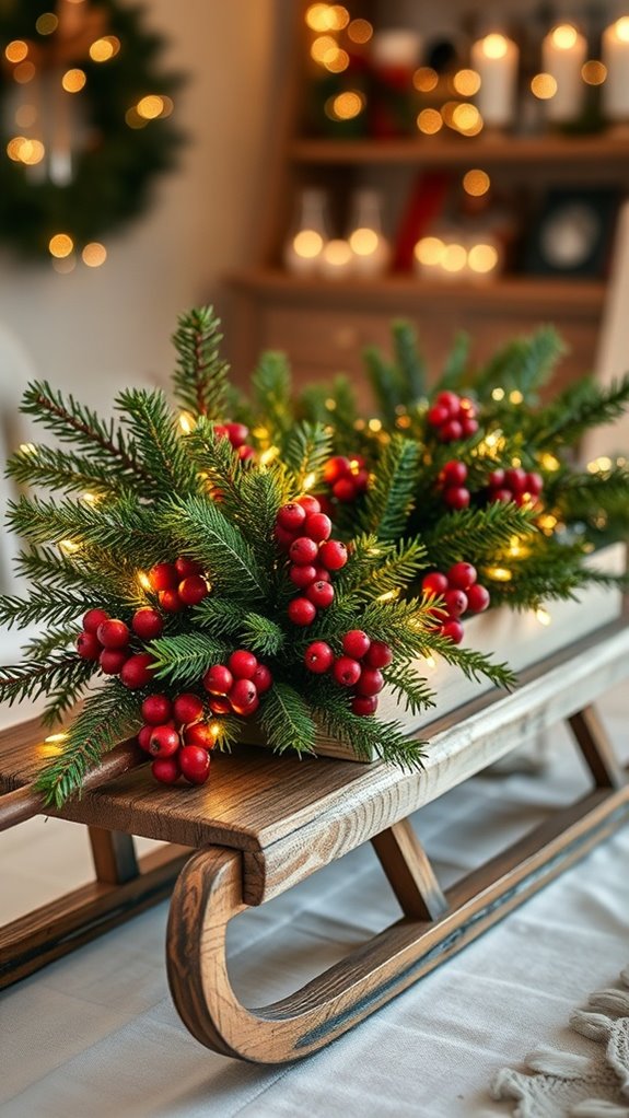 vintage sled holiday centerpiece