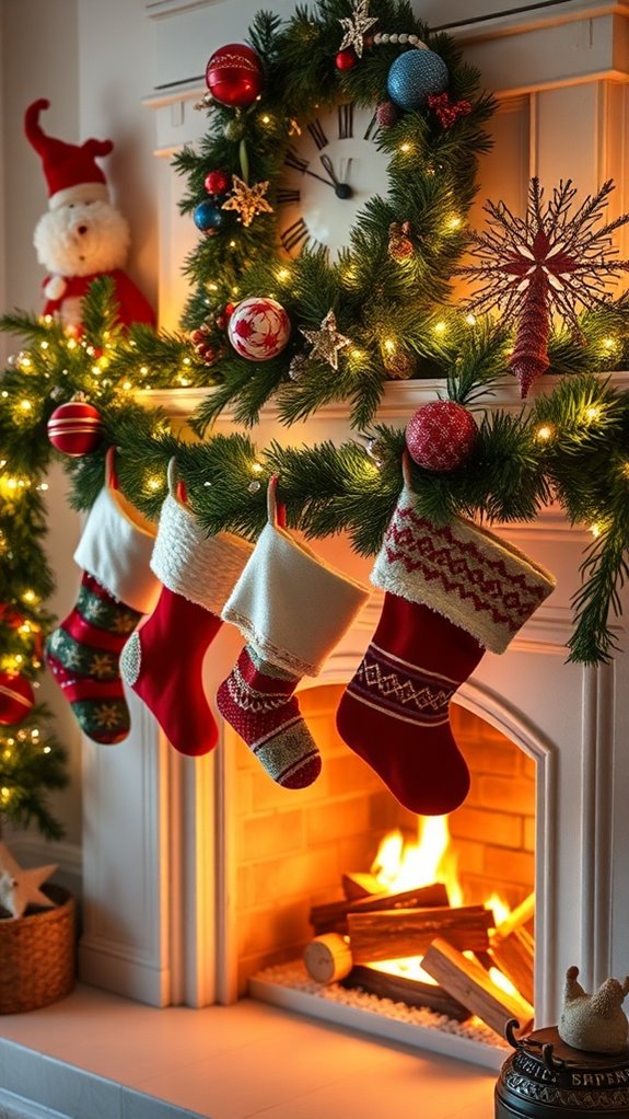 whimsical colorful stocking display