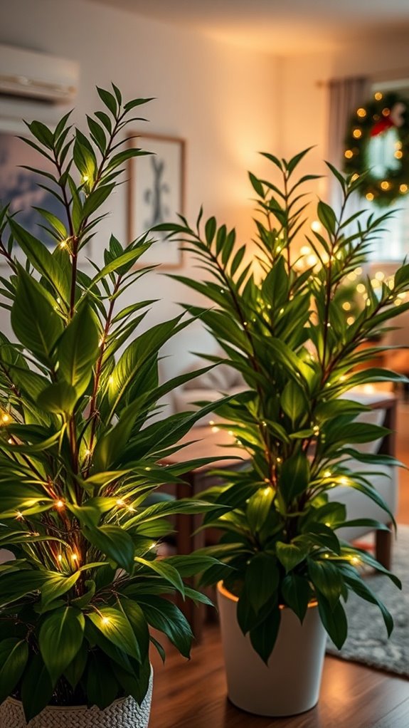 wrap lights around plants
