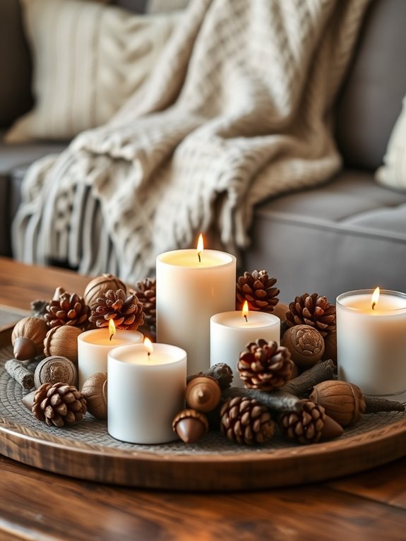 acorns and pinecones decor