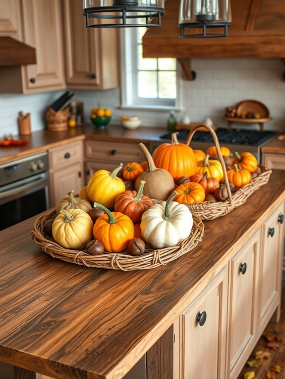 autumn decor with gourds