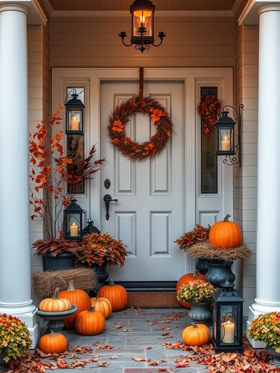 autumn halloween entryway decor