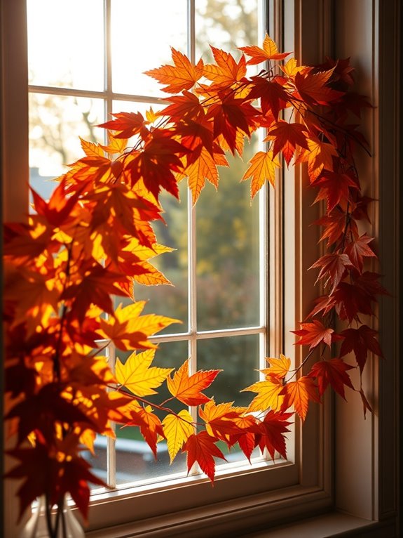 autumn leaves window decor