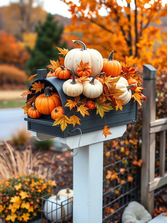 autumn mailbox pumpkin decor