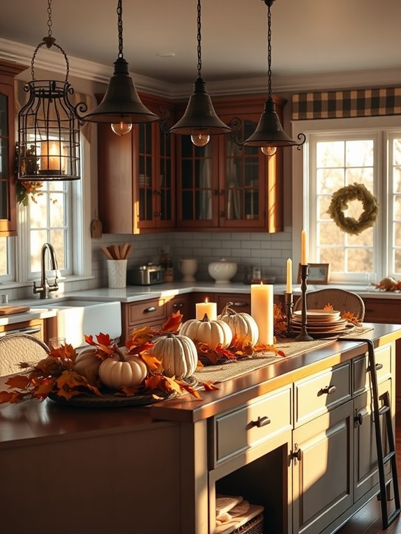 autumn themed kitchen island decor