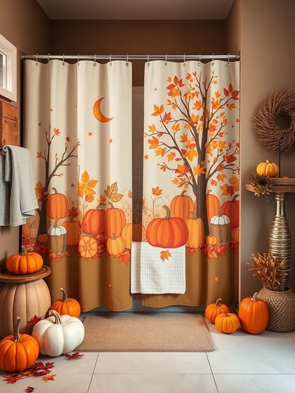 autumn themed shower curtain makeover