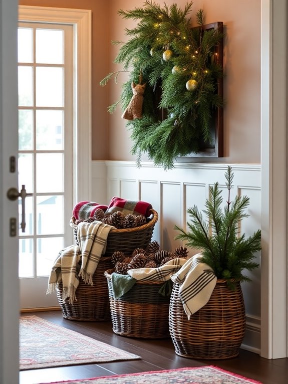 charming entryway with baskets