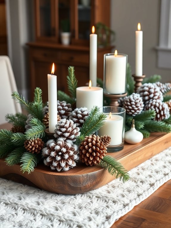 charming winter coffee table centerpiece