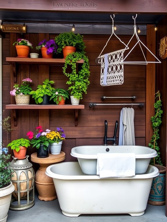 chic outdoor laundry station