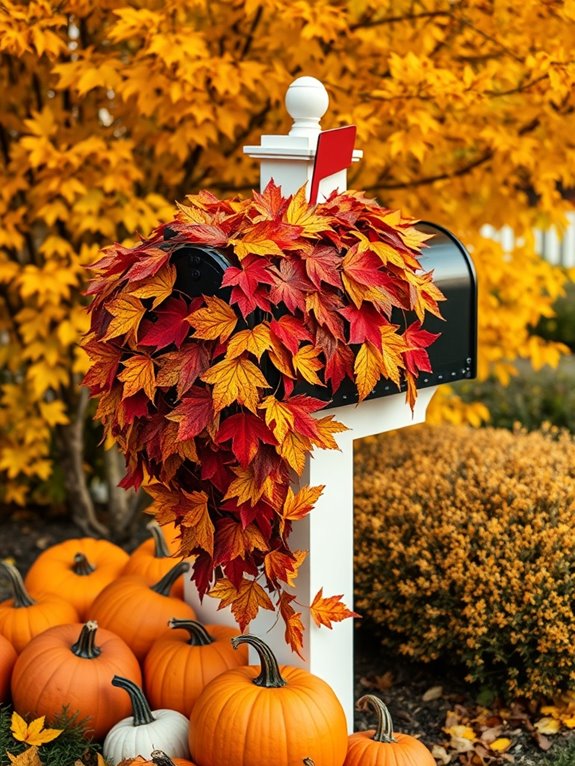 colorful autumn leaves mailbox