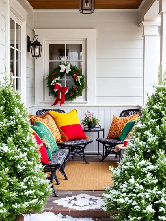 colorful winter outdoor pillows