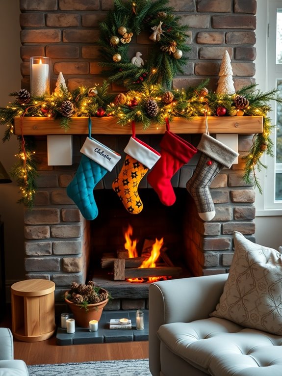 cozy and personalized stocking displays