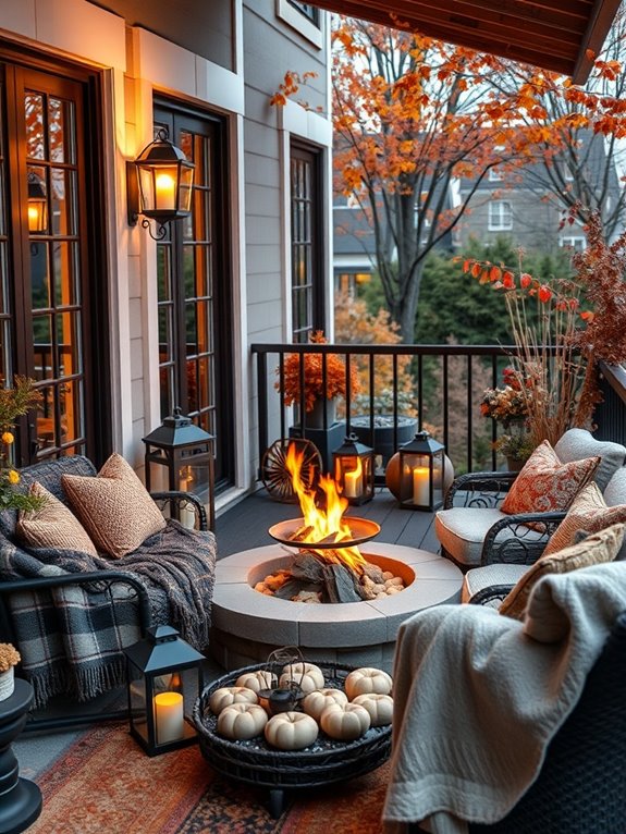 cozy balcony fire pit