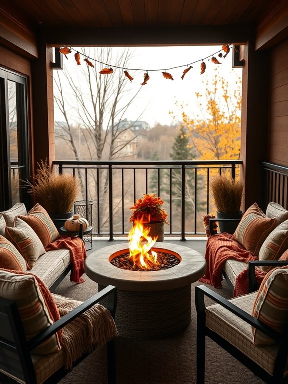 cozy balcony fire pit