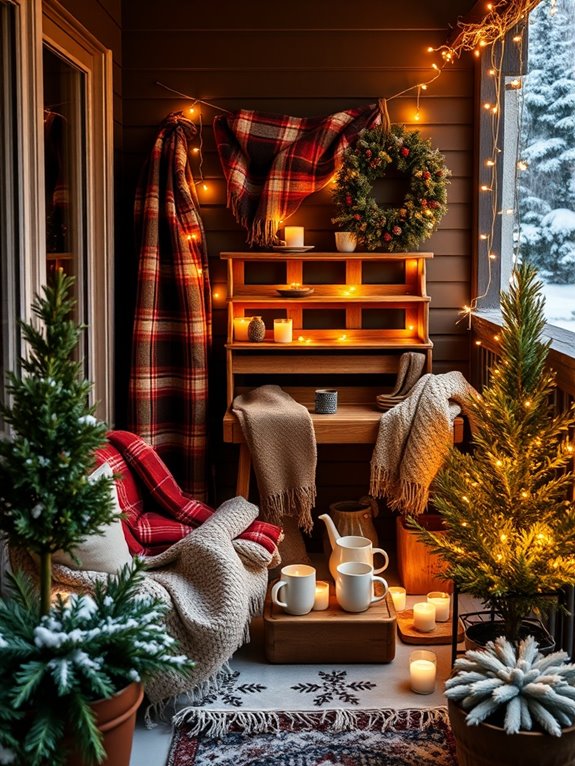 cozy balcony hot beverage station