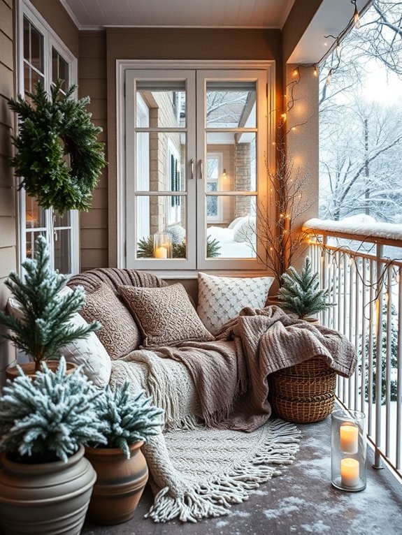 cozy balcony textile layering