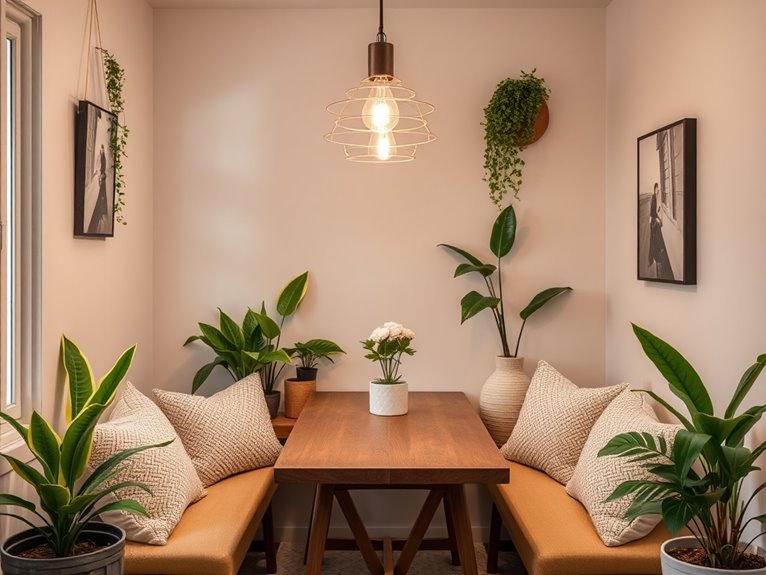 cozy dining nook lighting