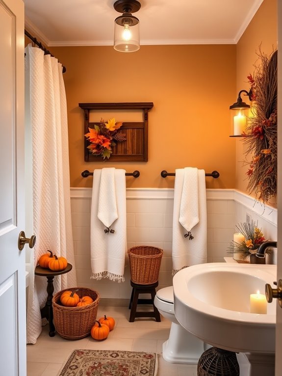 cozy fall bathroom decor